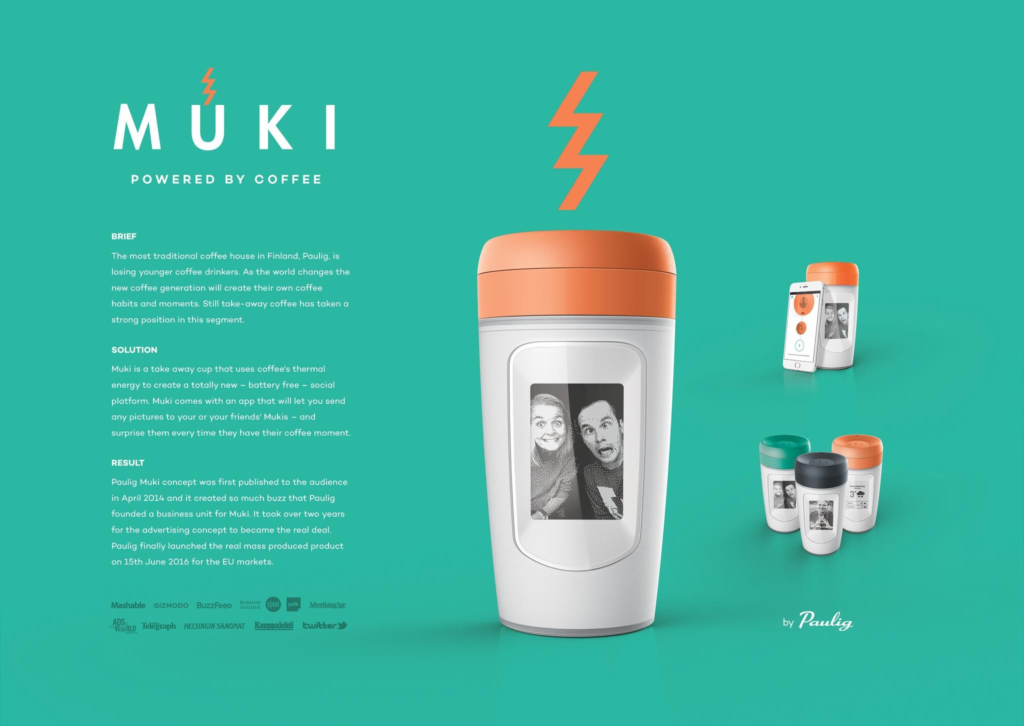 Paulig Muki - A smart coffee cup that is powered by coffee